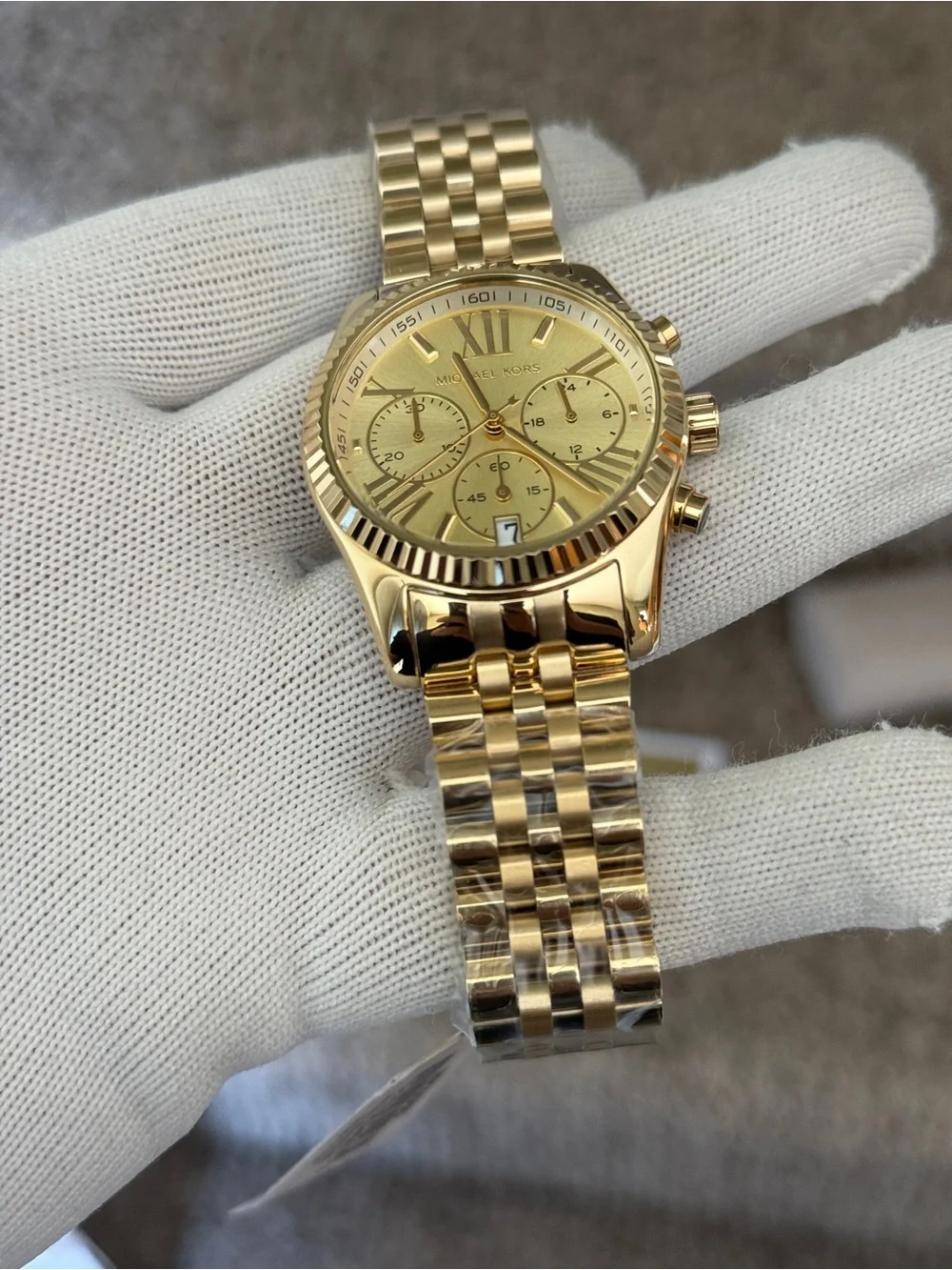 Michael Kors Gold Stainless Steel Chronograph Watch Womens 38mm dial